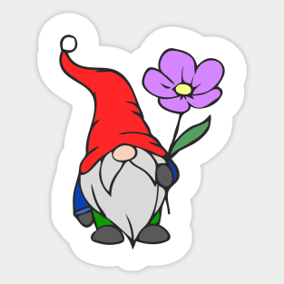 Gnome Holding A flower Sticker